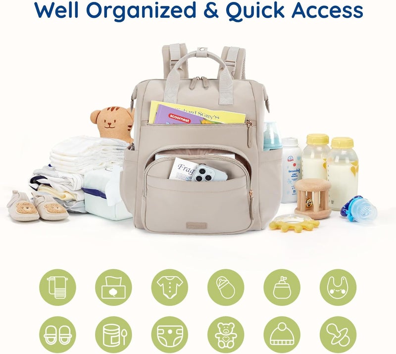 MOMMORE Neoprene Diaper Bag Backpack Small Lightweight Baby Diaper Bags Water Resistant Diaper Backpack for Boys Girls Newborn with Changing Pad, Stroller Straps - Image 3